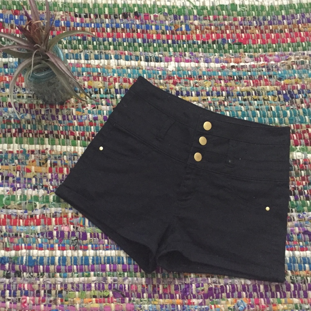 High-waisted black shorts